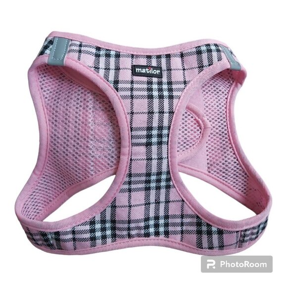 MATILOR XL Pink/Black/White Plaid Dog Harness/Vest With Light Pink Leash - Picture 2 of 8